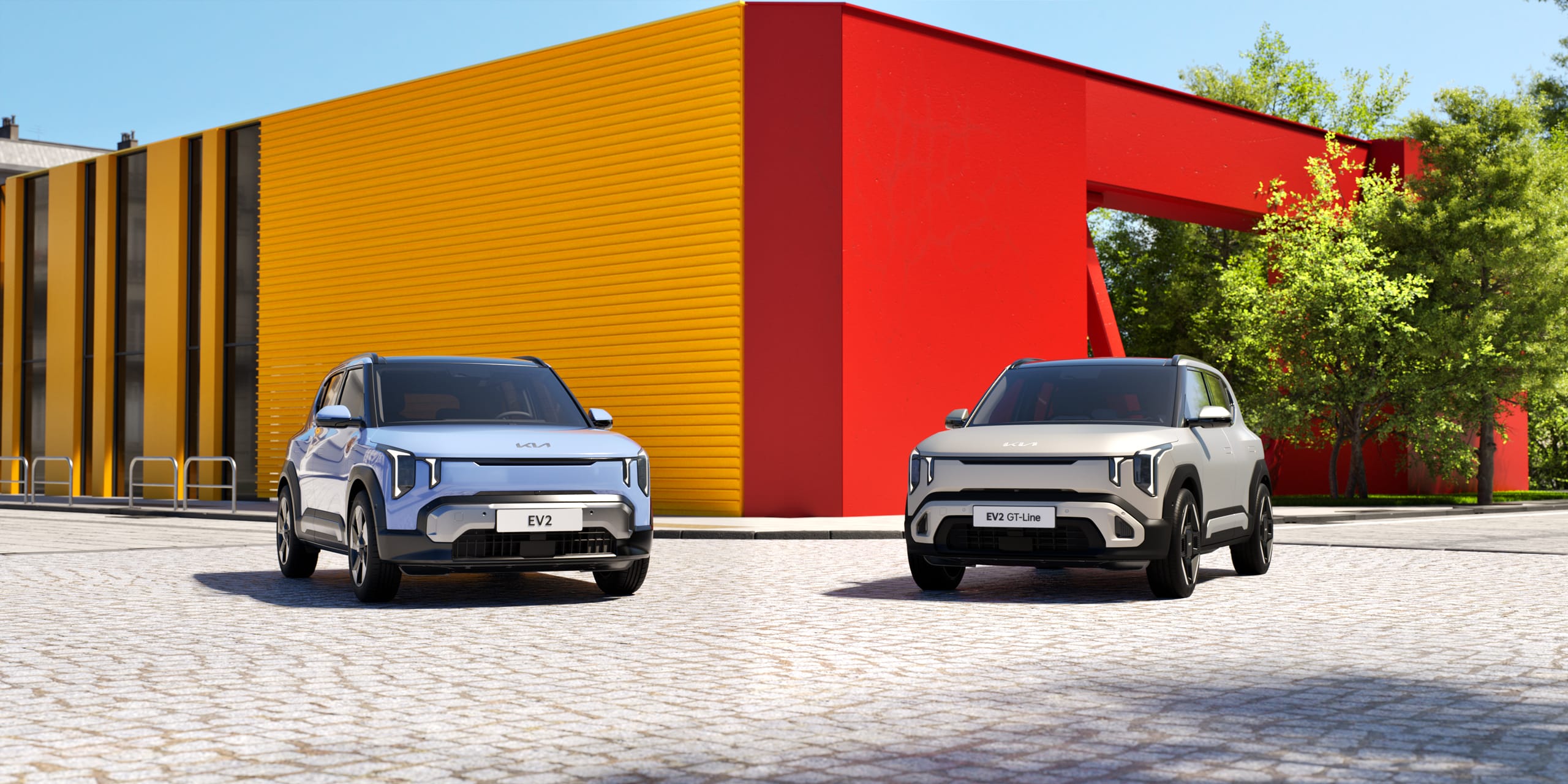 Kia EV2 en démonstration vidéo avec deux modèles en environnement urbain